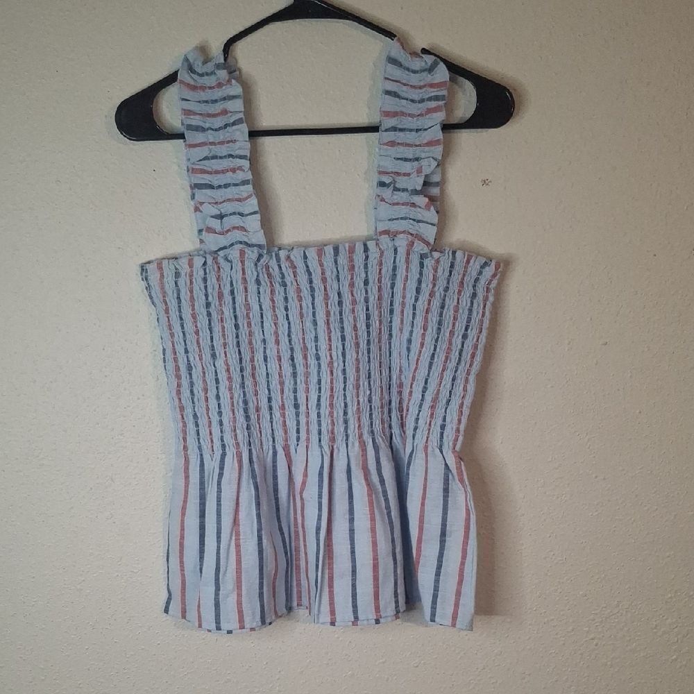 True Craft Striped Blue and Red Women's Top size large